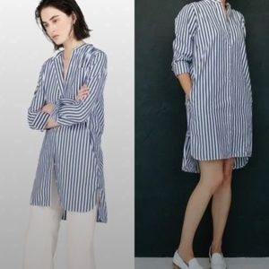 EVERLANE Cotton Poplin Collarless Shirt Dress 8